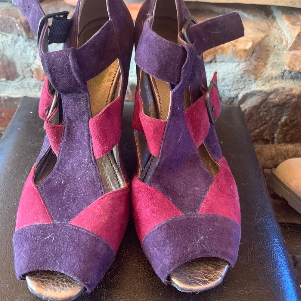 Vintage inspired suede buckle shoes